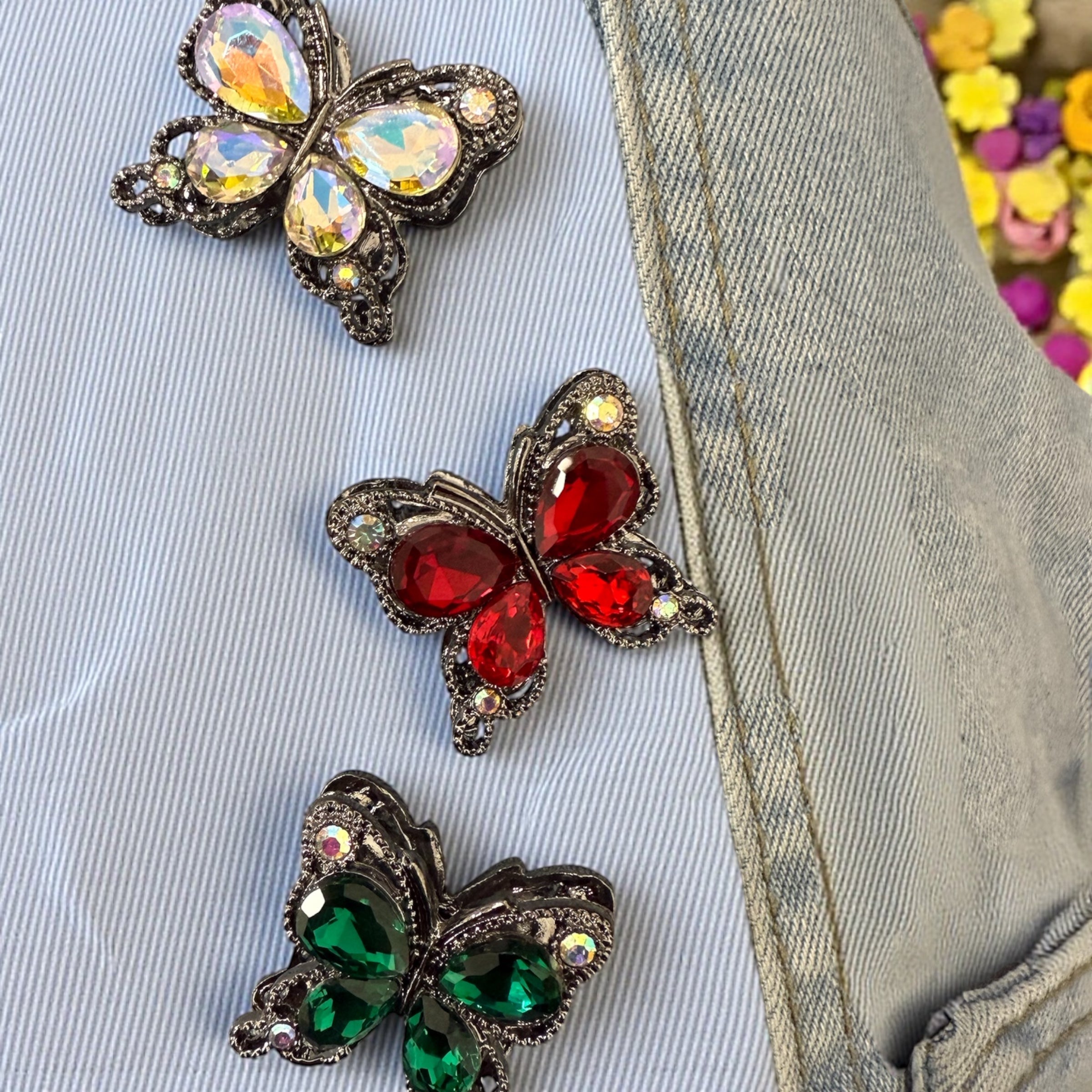 Rhinestone Black Alloy Butterfly Main image
