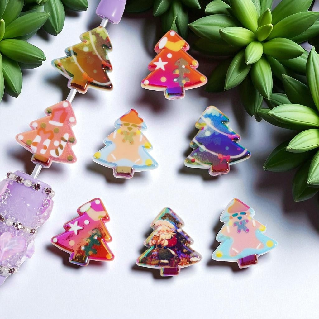 Printed Christmas Tree Beads Main image