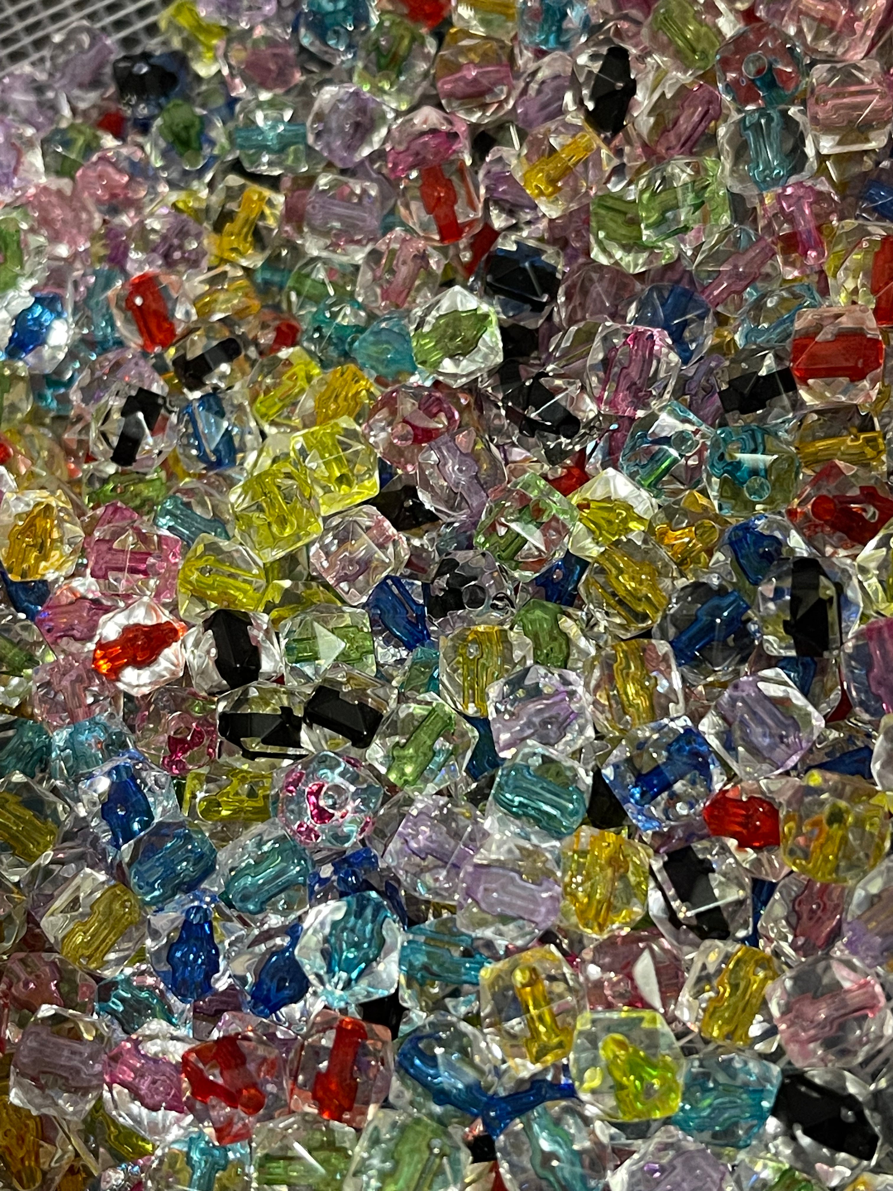 8mm Double Layered Hexagon Clear Beads Mix Secondary image