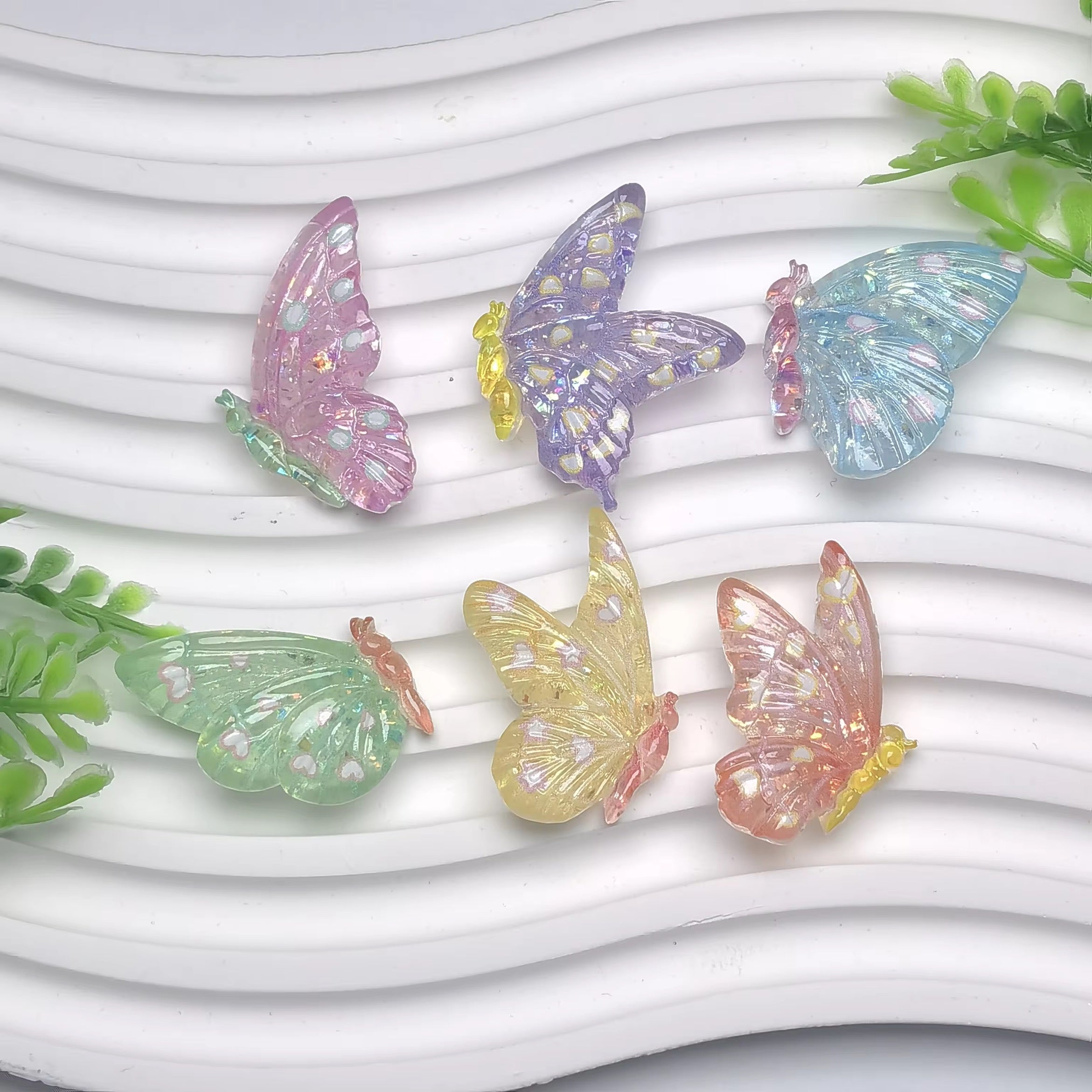 Kawaii Glitter Butterflies Beads-X20 Main image