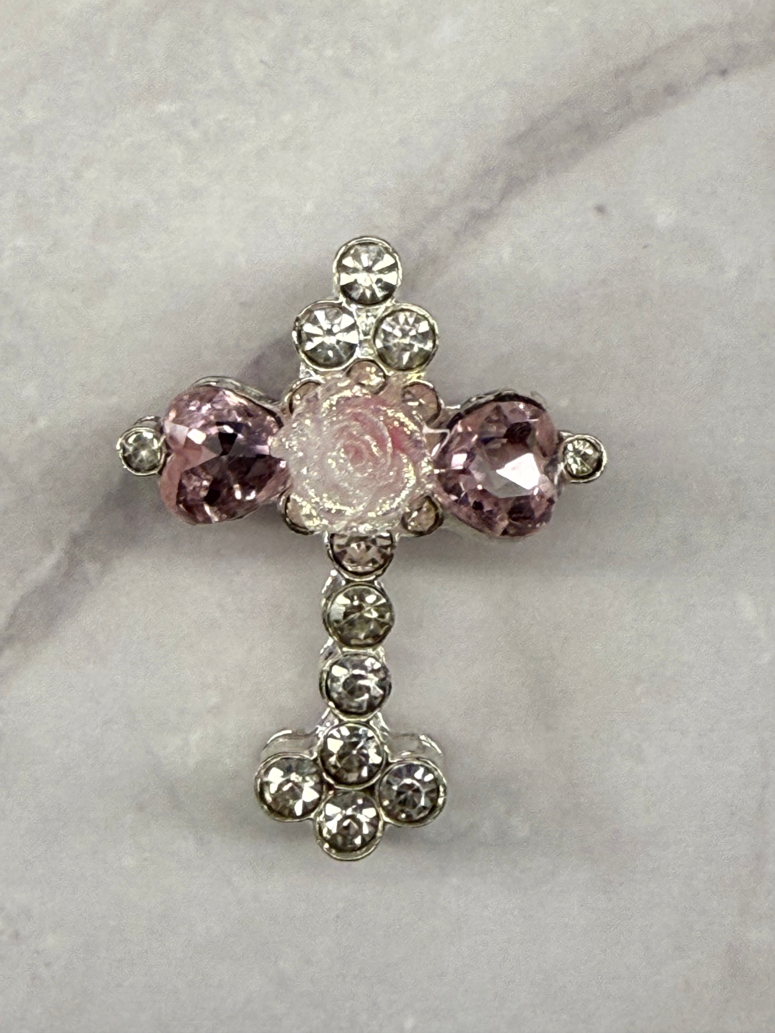 Metal Alloy Cross Rhinestone Beads