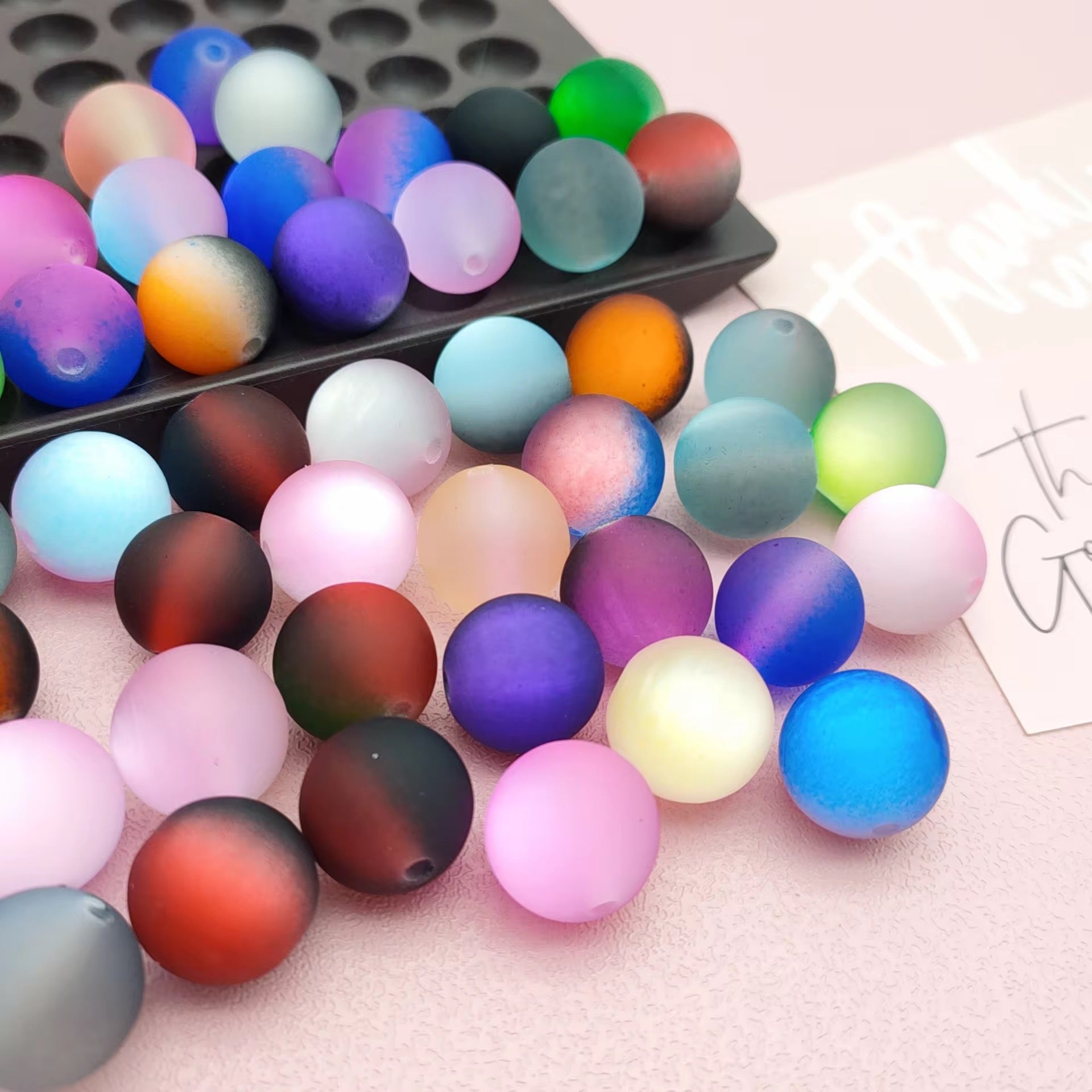 16mm Matte Dual Color Gradient Frosted Beads Mix