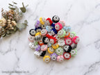 20mm Flocked Heart and Bows Rhinestone Beads (5pcs)