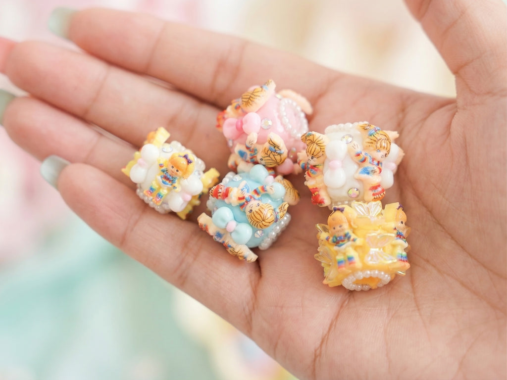 17mm Rainbow Bright Charm Fancy Bead  Mix (5pcs)-DD3