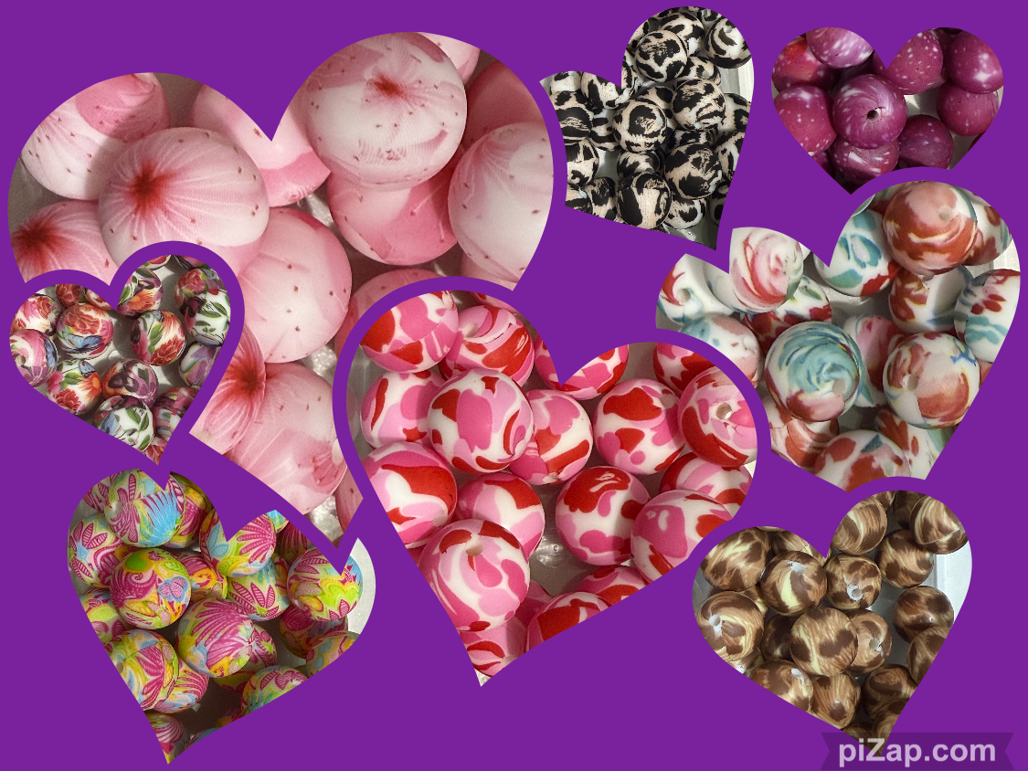 15mm Patterned Silicone Beads