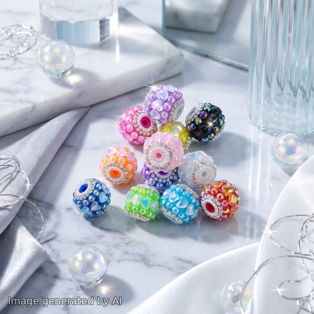 18mm Cristal Heart Line Fancy Rhinestone Beads (5pcs)