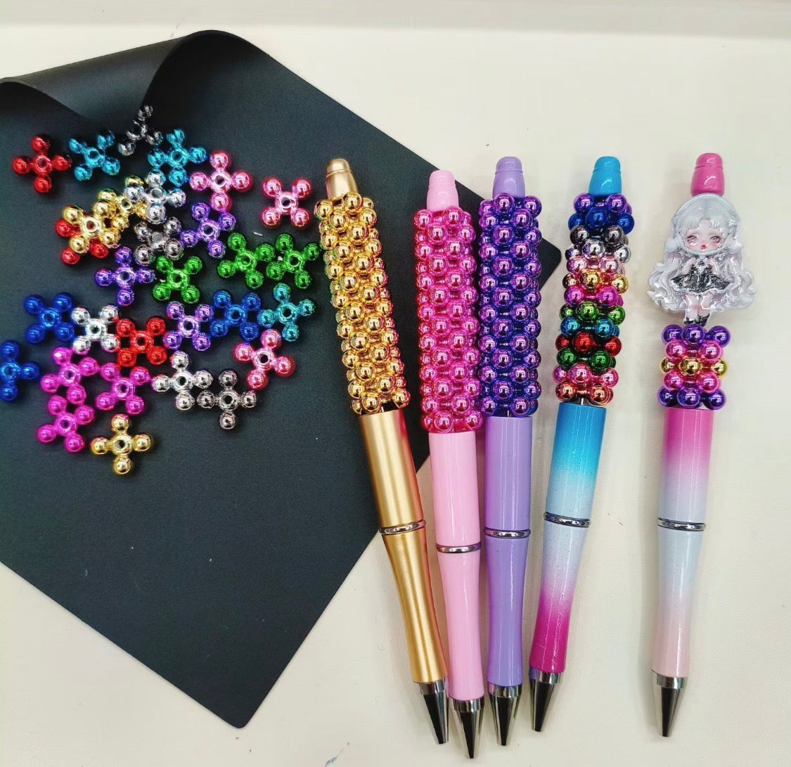 14mm Acrylic Spacer Beads Metallic Colors with Mini Balls in Jenga-S4 Secondary image