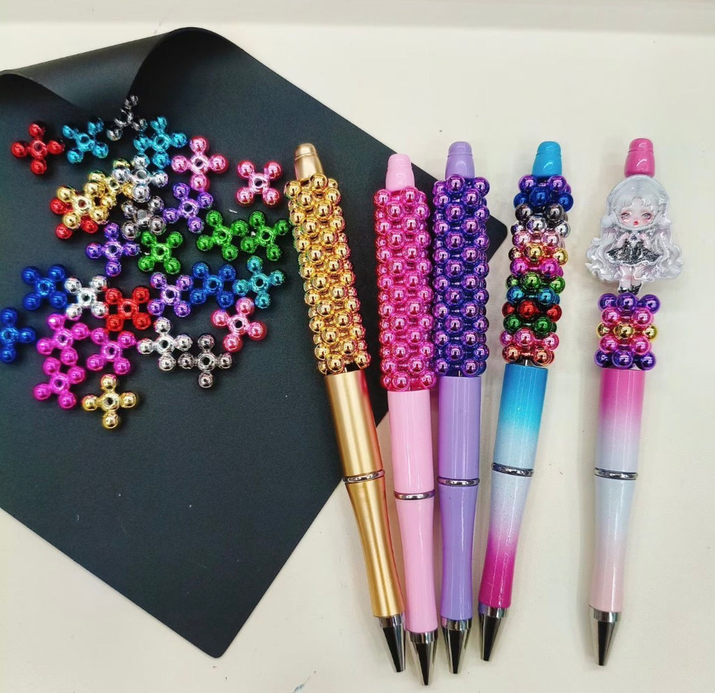 14mm Acrylic Spacer Beads Metallic Colors with Mini Balls in Jenga-S4