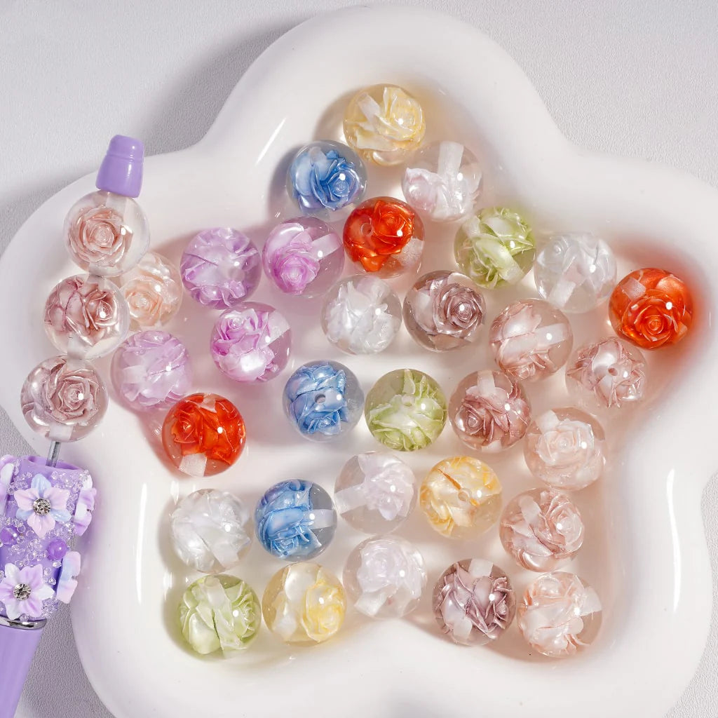 16mm Luxury Encapsuled Rose Beads-L17