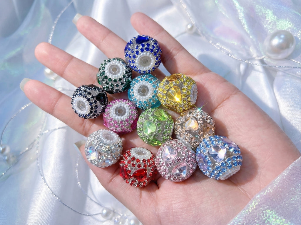 17mm Crystal Hearts and Rhineston Fancy Bead  Mix (5pcs)