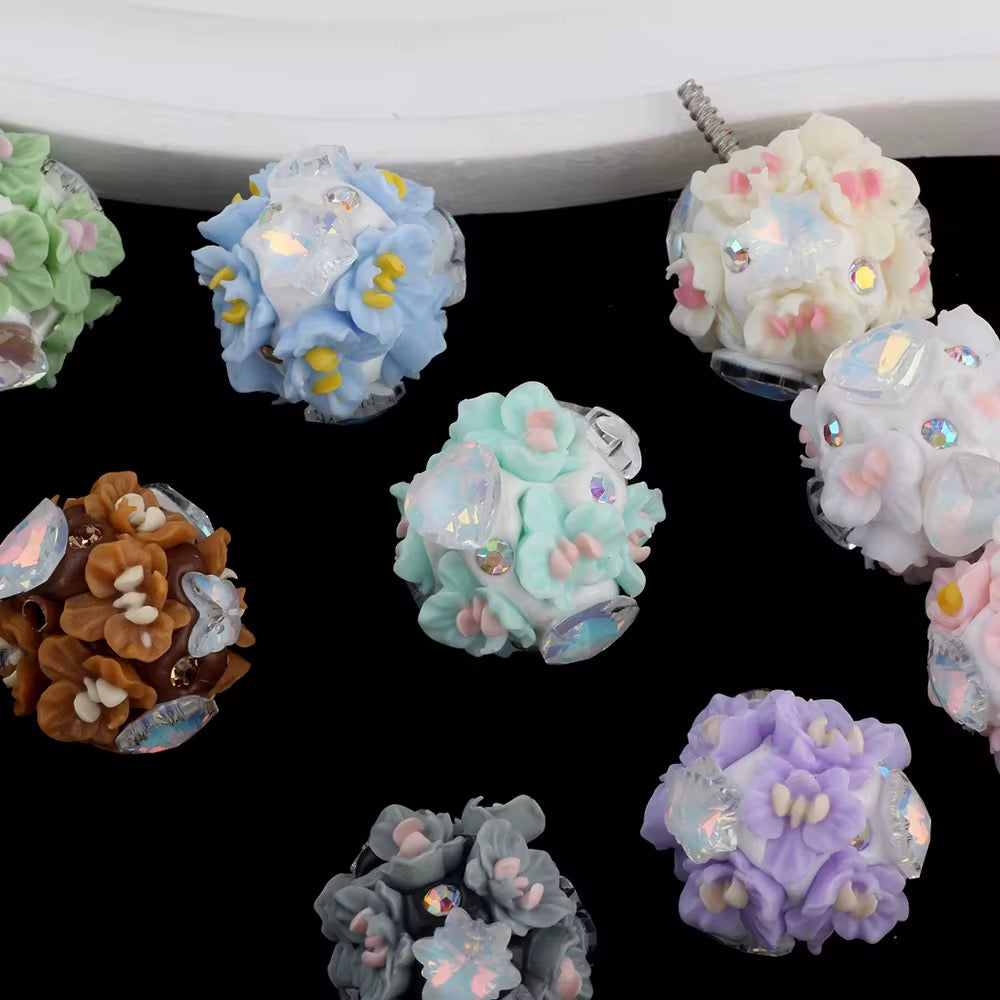 17mm Orchid Flower Fancy Bead  Mix (5pcs)