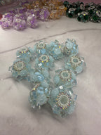 Crystal Cubes with Rhinestone and Flowers Beads
