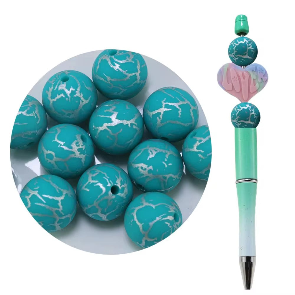 15mm Stone Printed Silicone Beads