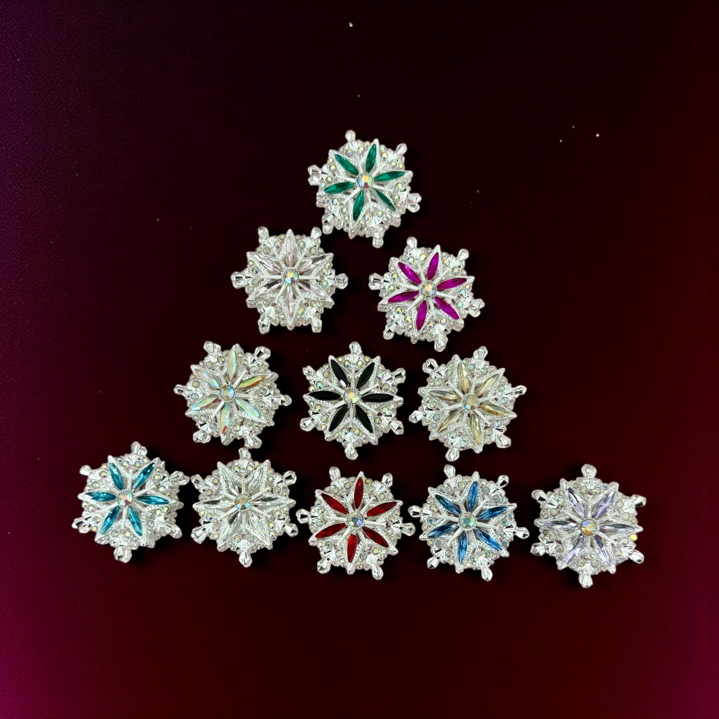 40mm Metal Alloy Snowflake Rhinestone Beads-T4