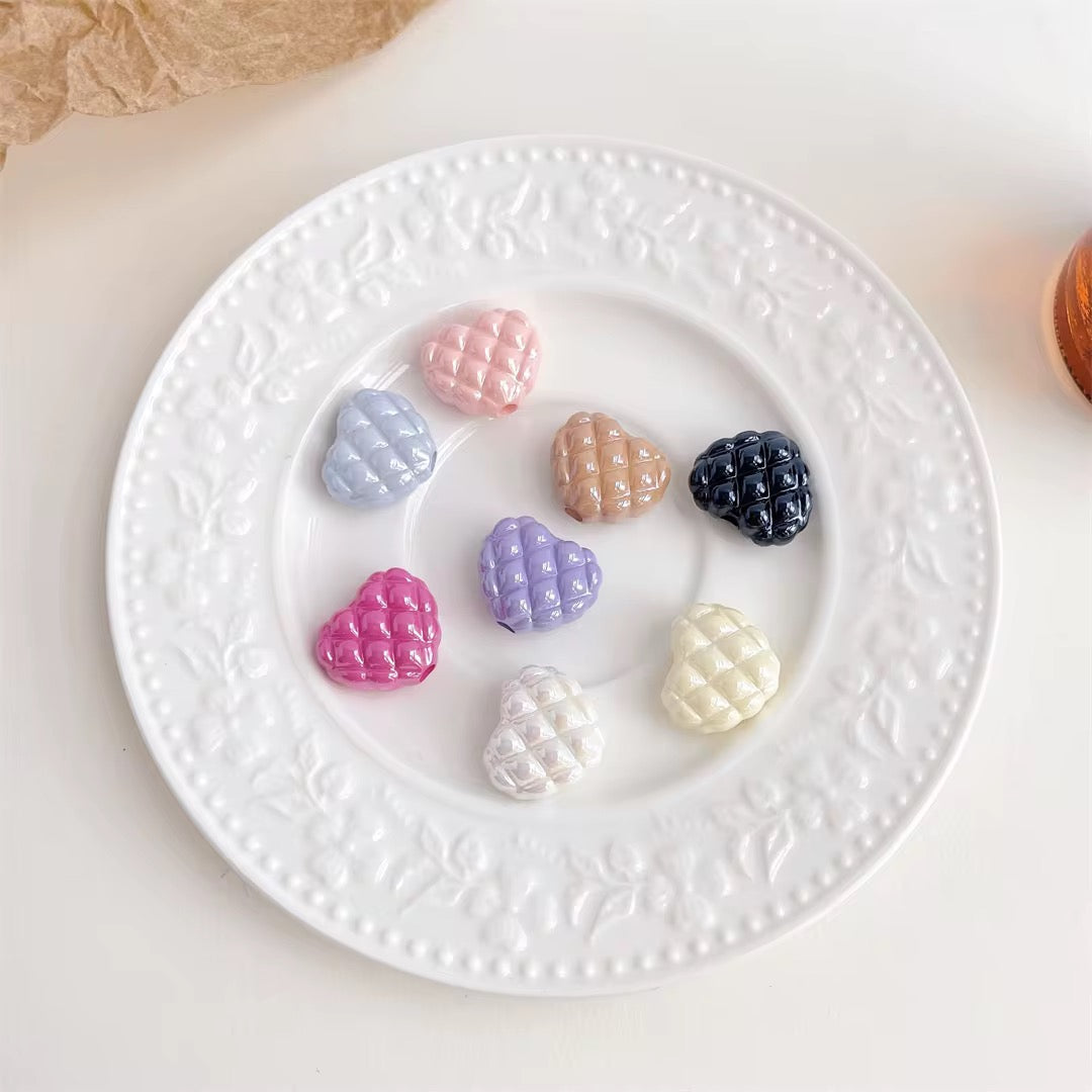 Heart Solid Quilted Clear Beads Mix Main image