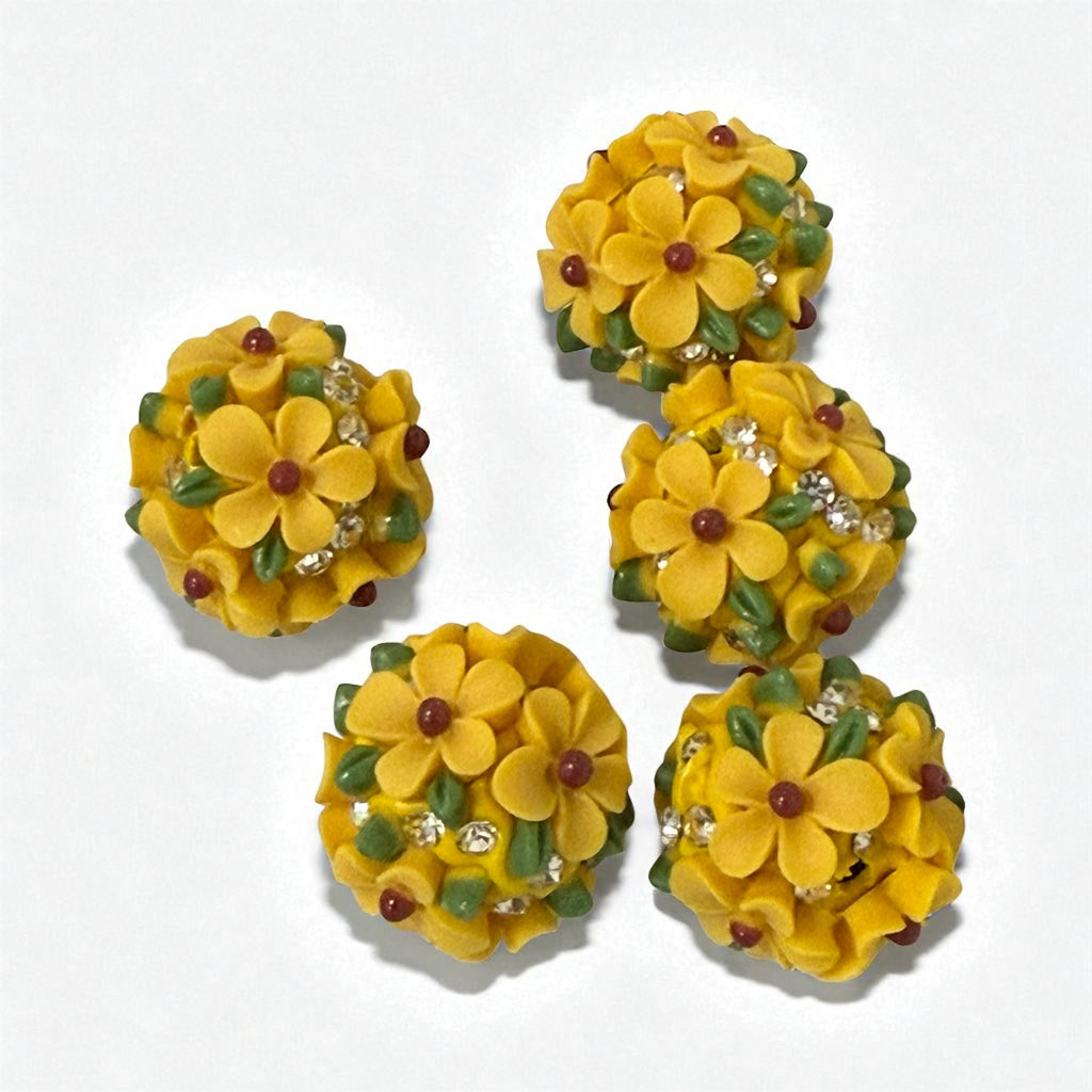18mm Fancy Clay Daisy and Stone Beads (Brights)
