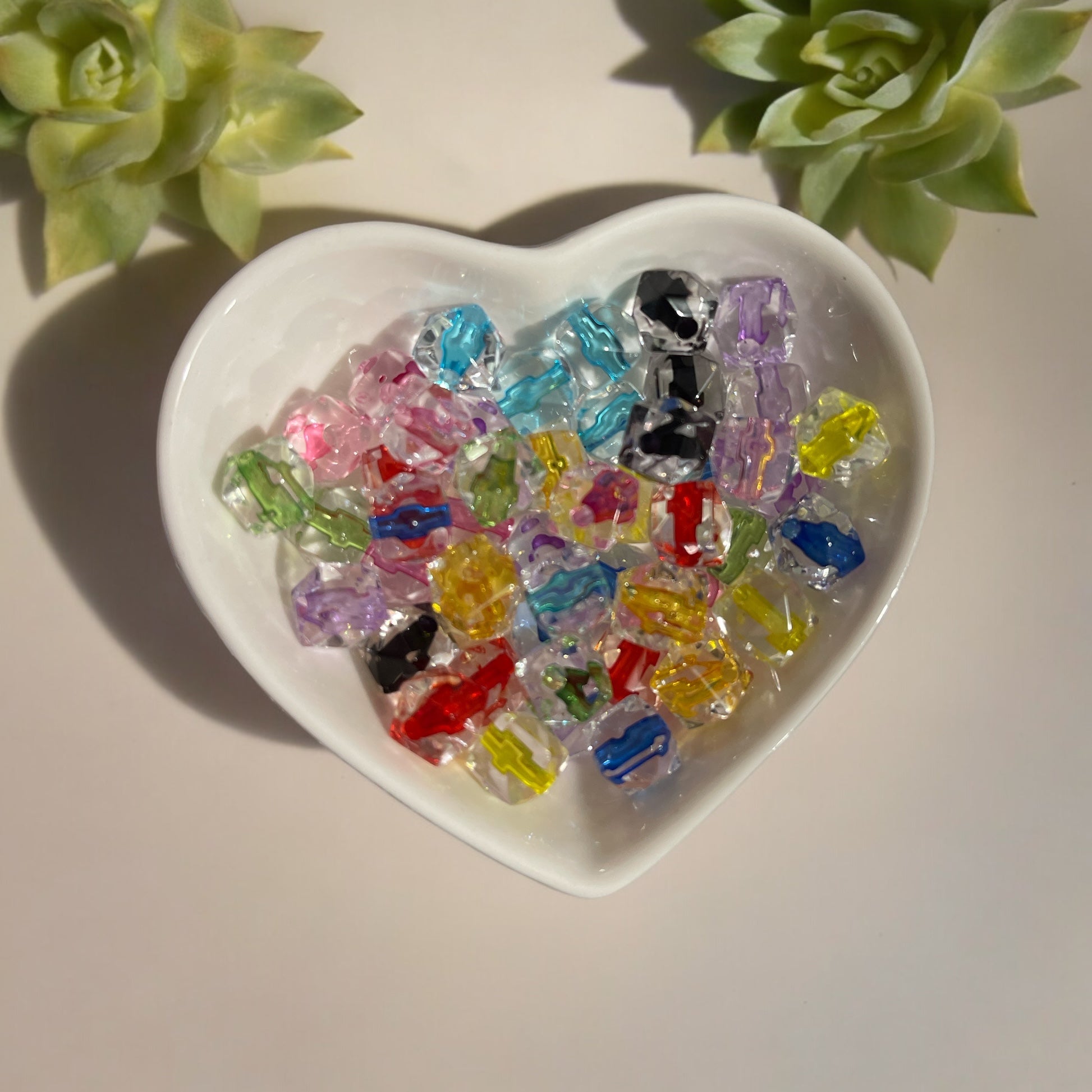 8mm Double Layered Hexagon Clear Beads Mix Main image