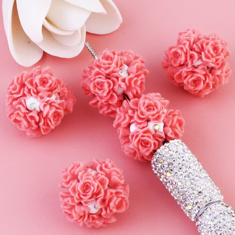 20mm Soft Fuzzy Roses Beads