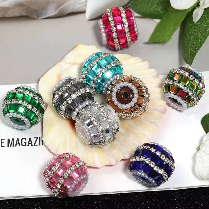 17mm Rhinestone and Square Crystals Fancy Bead (5pcs)