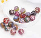 16mm Golden Line Glitter Embedded Round Beads