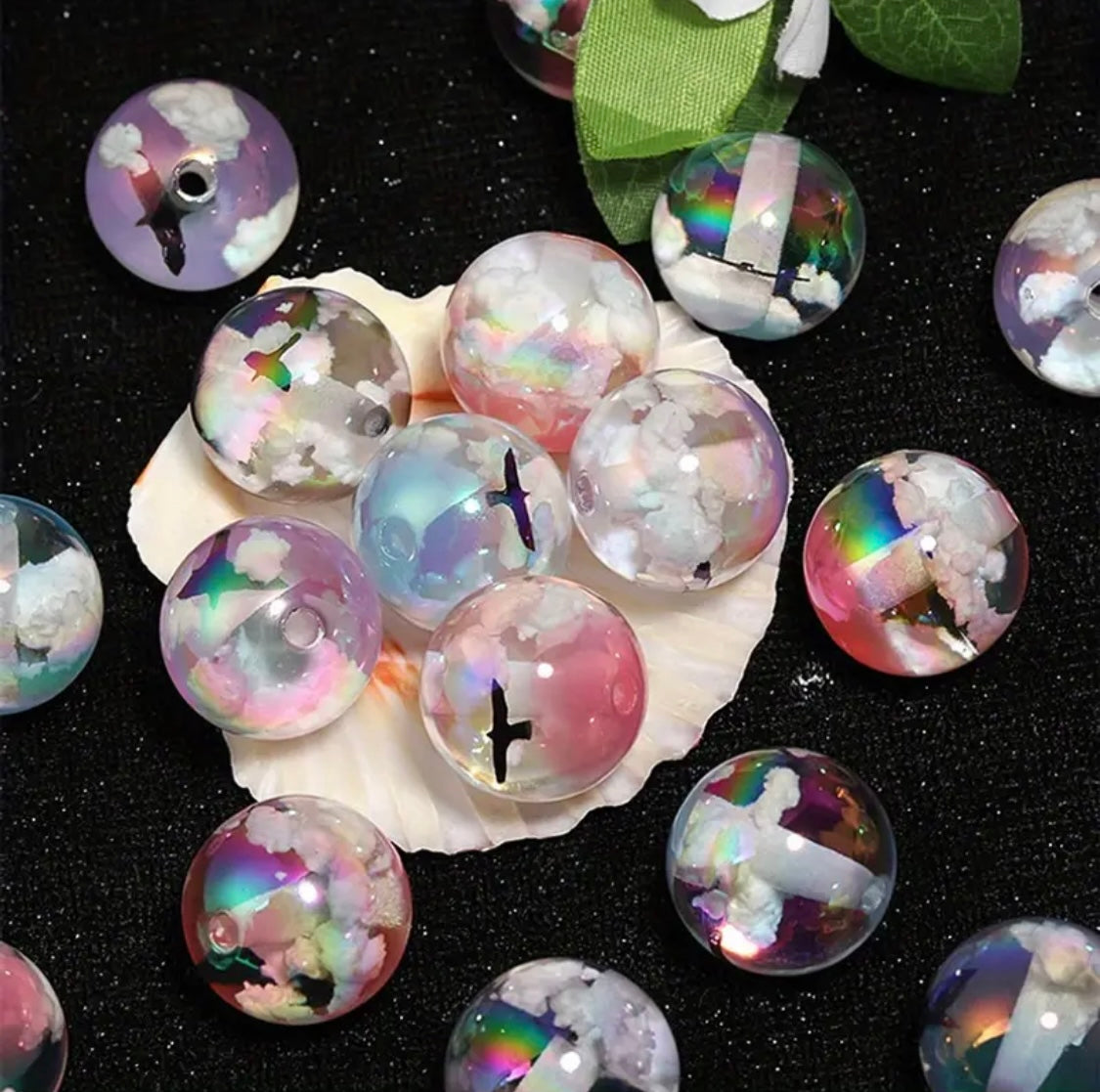 20mm Scenic Cloud and Bird Beads (5 pcs)