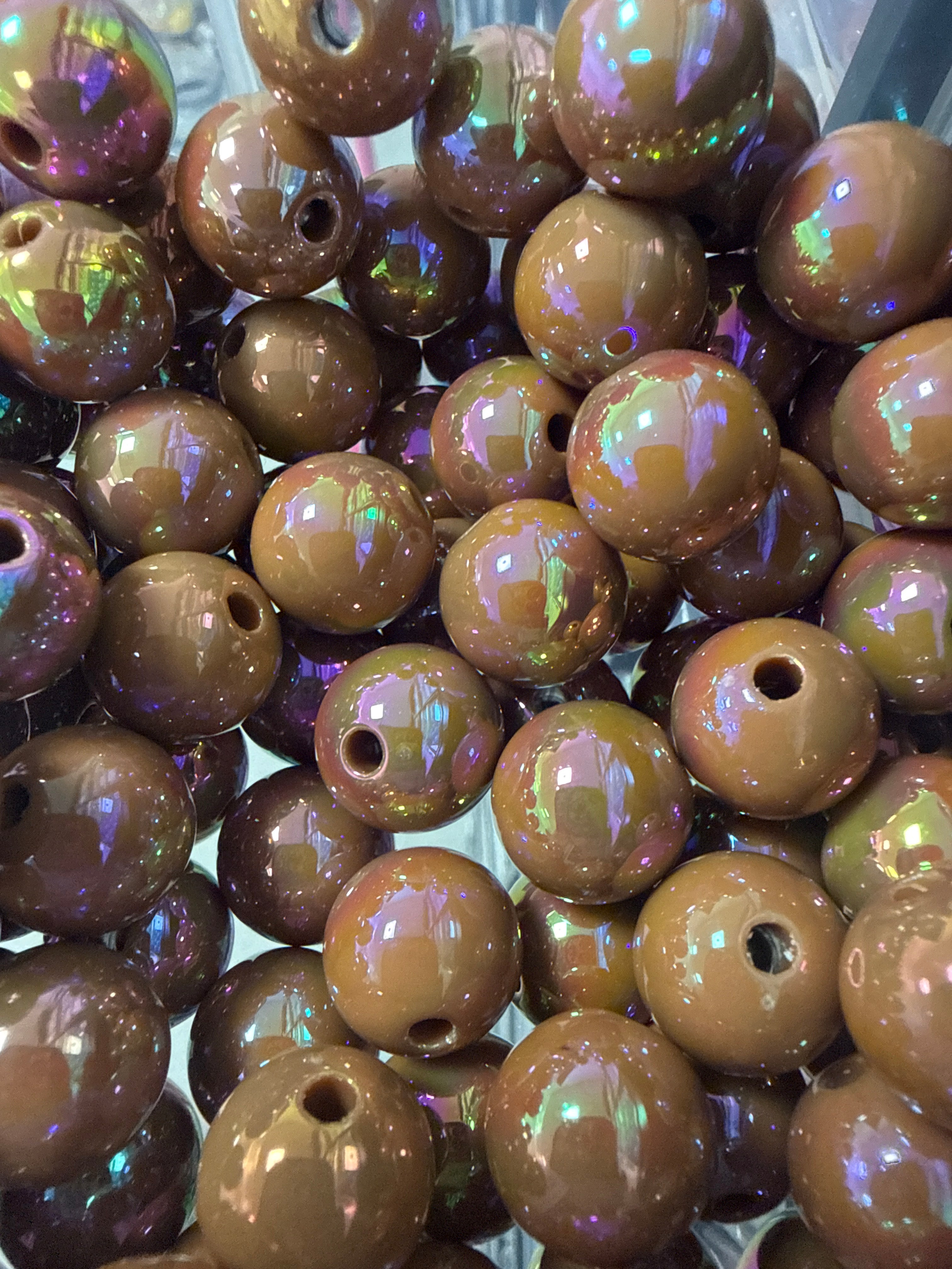 16mm Milk Chocolate Brown AB Coated Beads-M7 Main image