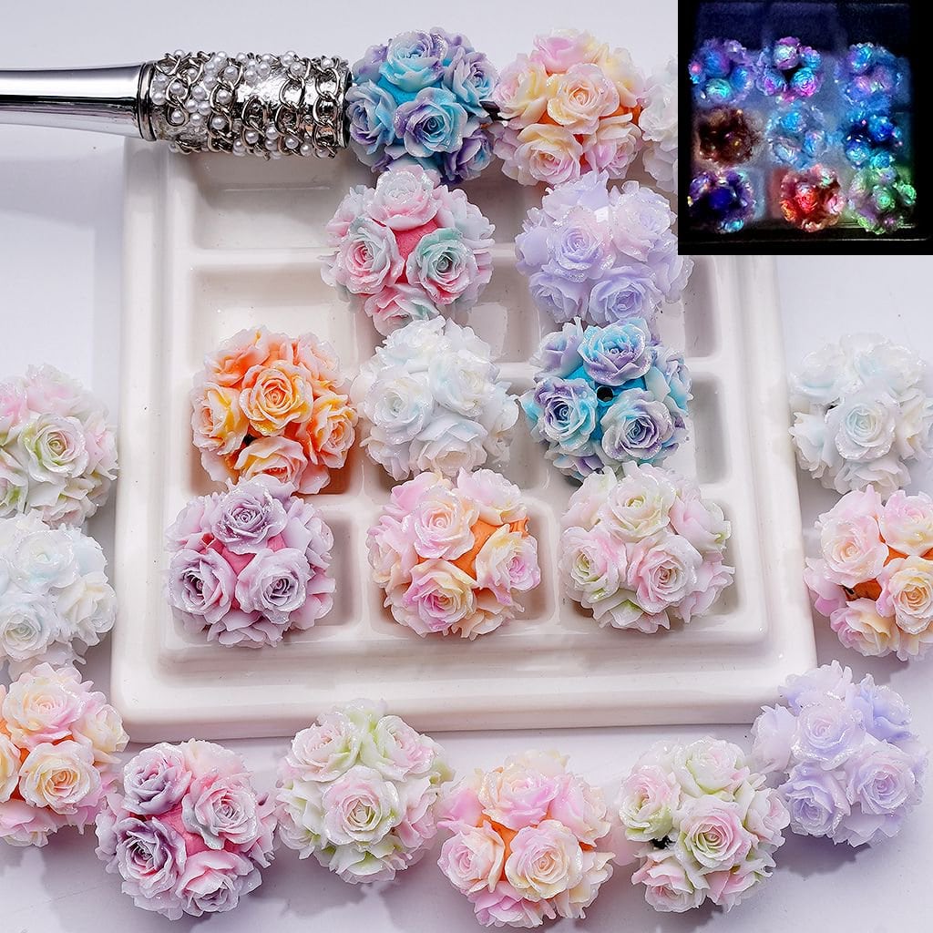 20mm Luminous Bicolor Rose Beads (5pcs) Main image