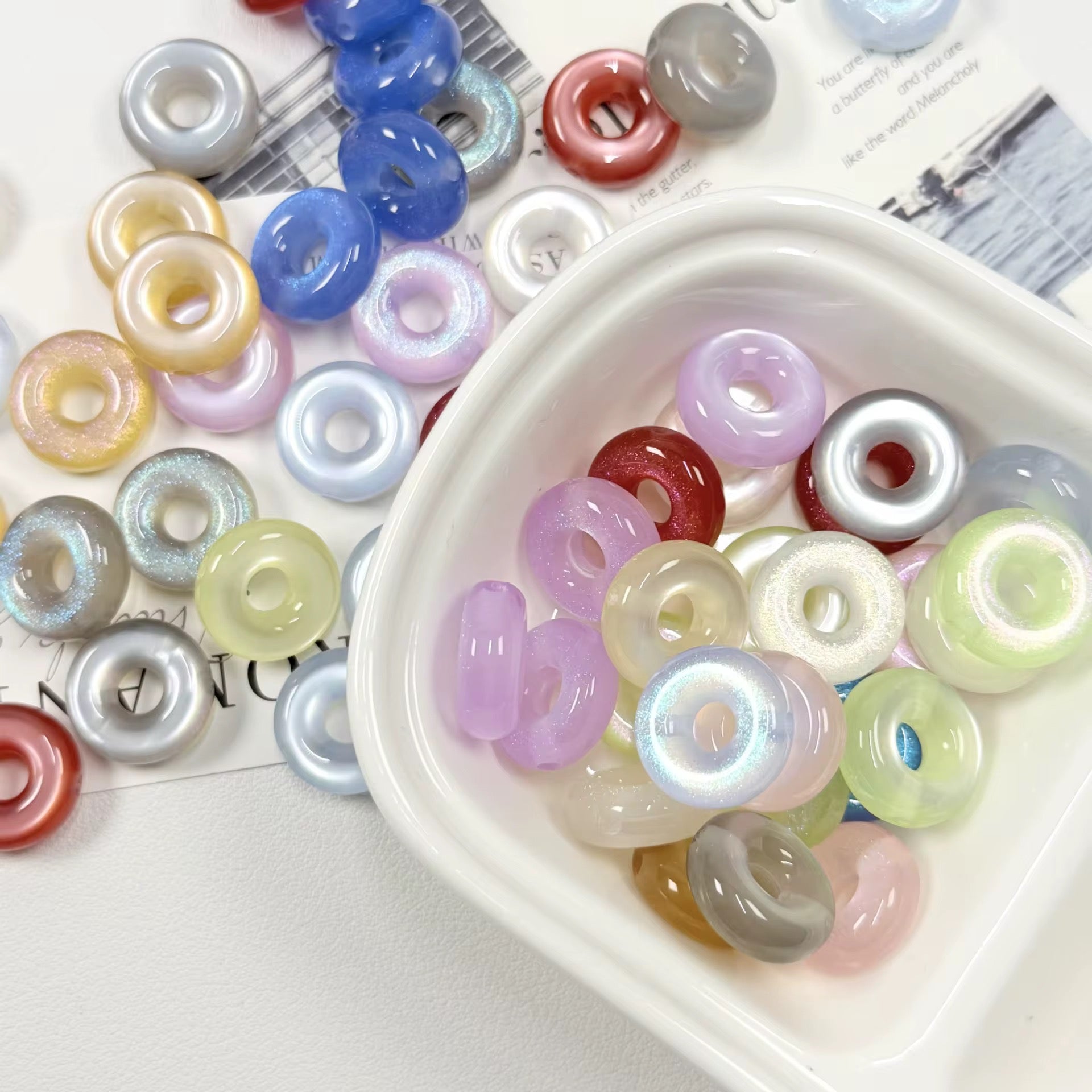 16mm Shimmer Cat-Eye Circle Beads-💋
