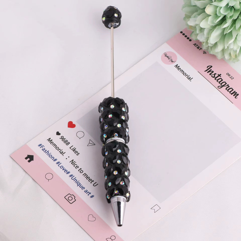 Beadable Clay Pens with Dazzling Heart in Assorted Colors