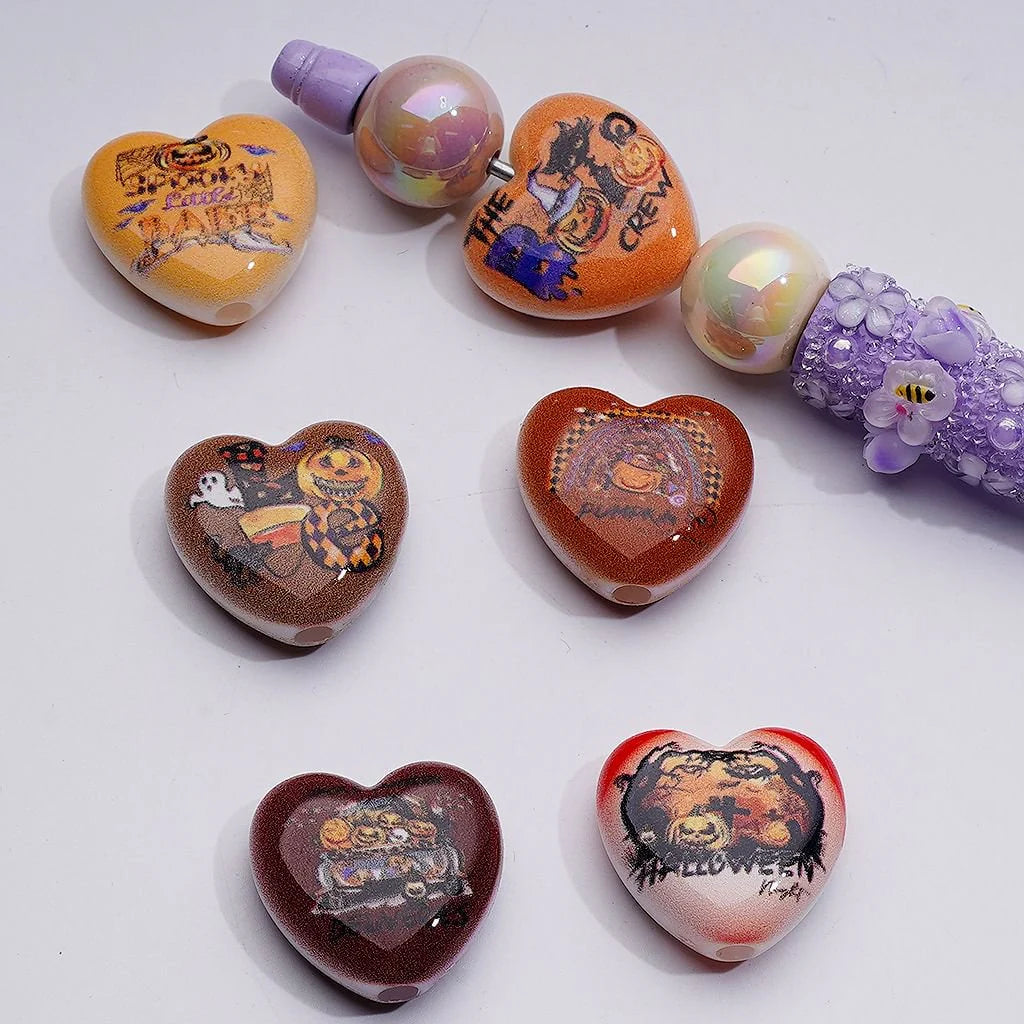 23mm Halloween Heart Beads (5pcs) Secondary image