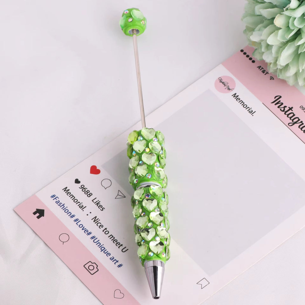 Beadable Clay Pens with Dazzling Heart in Assorted Colors