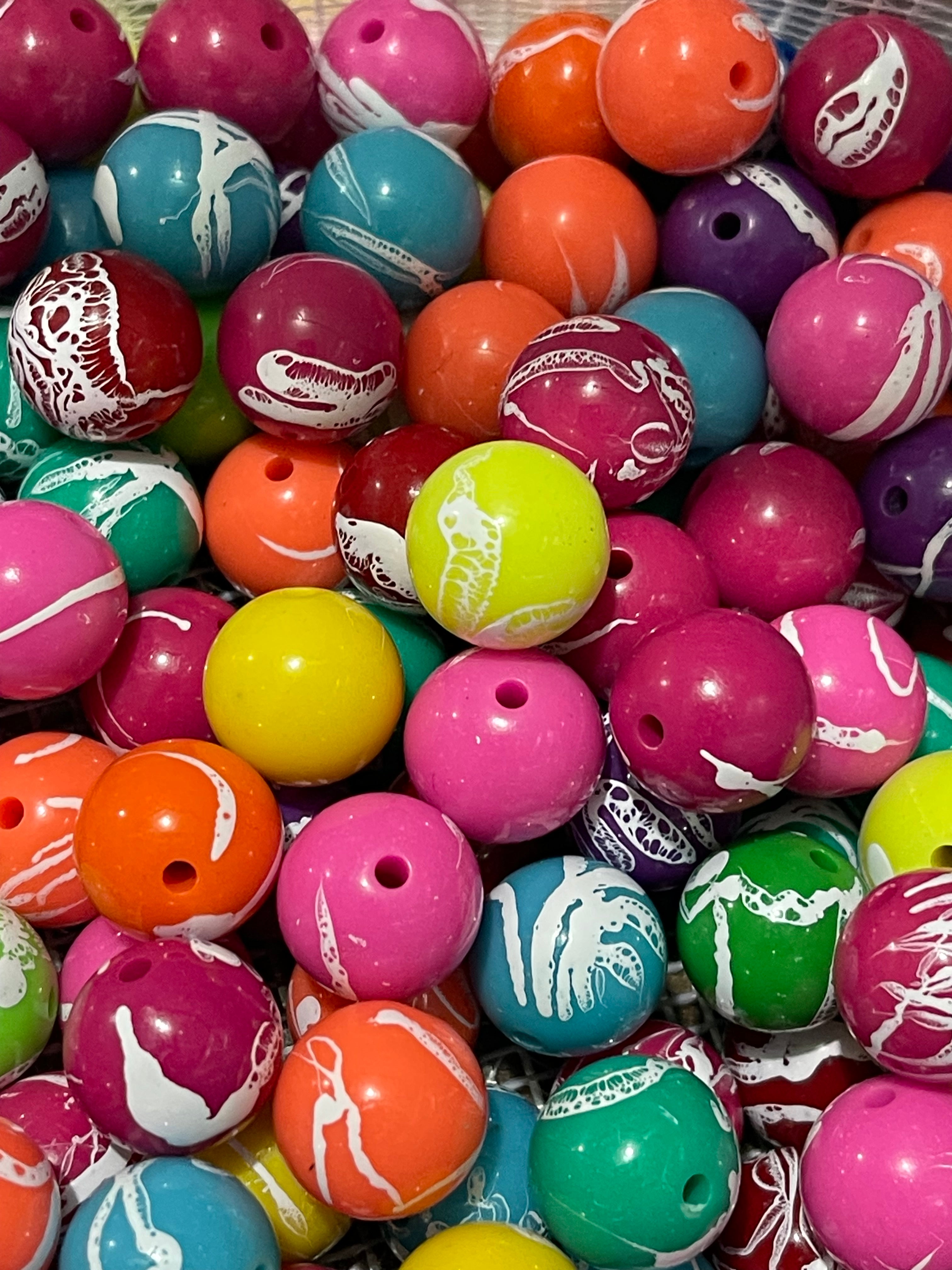 15mm Bright Bubblegum White Swirl Pop Bead Mix Main image