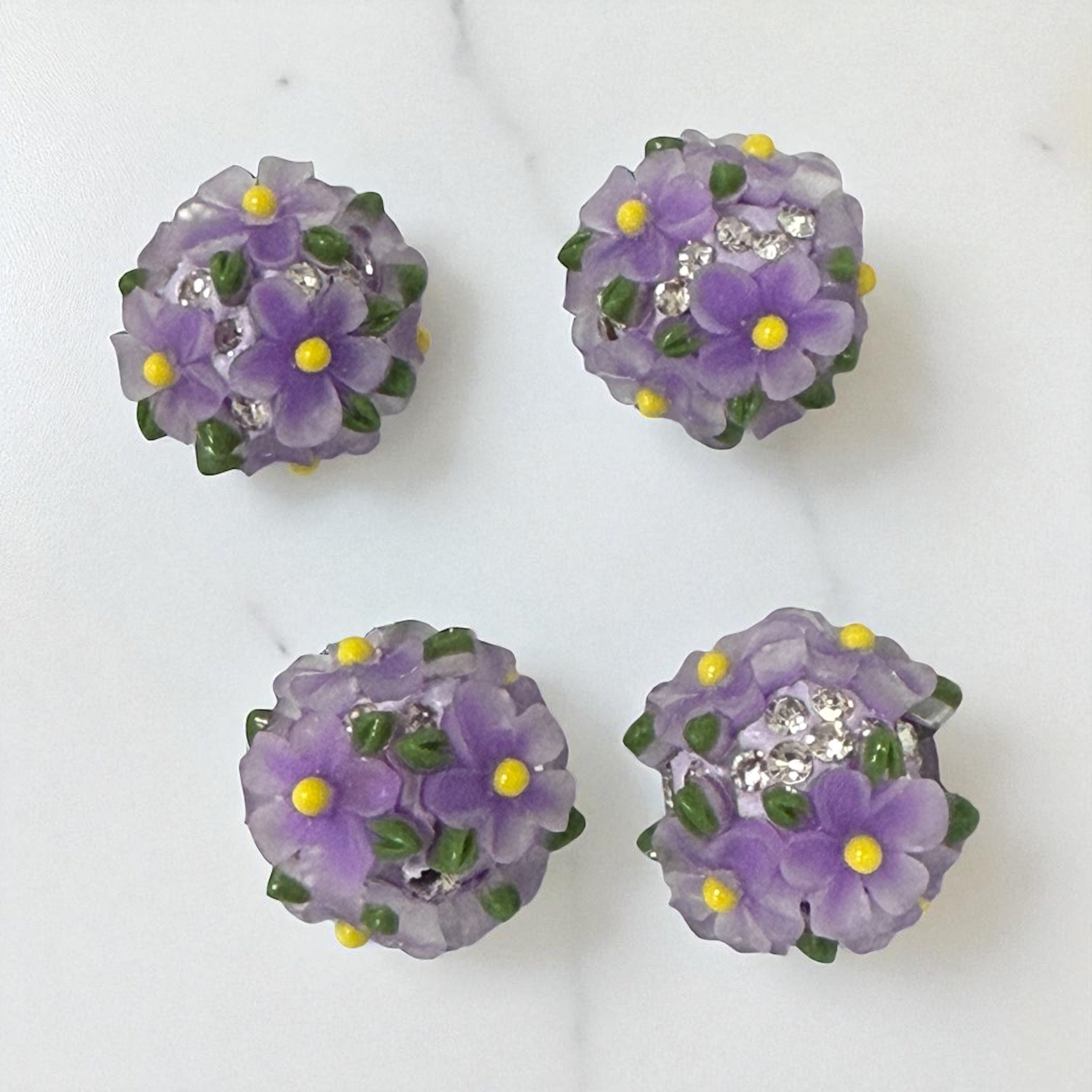 18mm Fancy Clay Daisy and Stone Beads (Clear Brights)