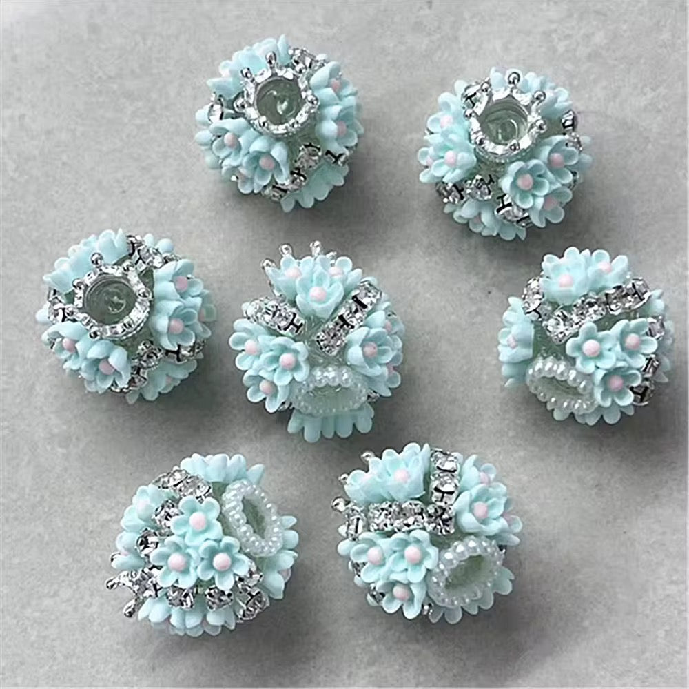 19mm Crowned Flower & Rhinestone Beads