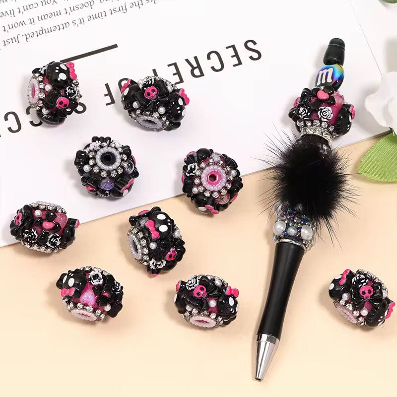16mm Fancy Cute Skull Emo Beads-S1 Secondary image