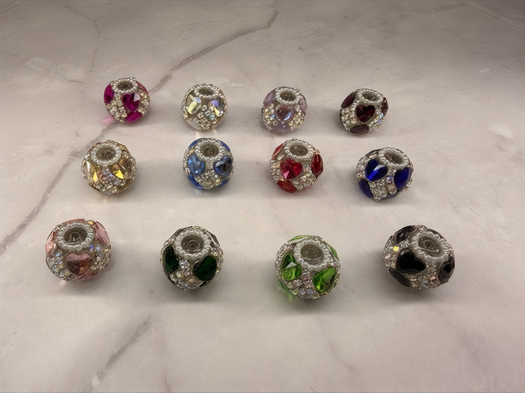 18mm Luxury Rhinestone and Crystal Heart Beads-🎡