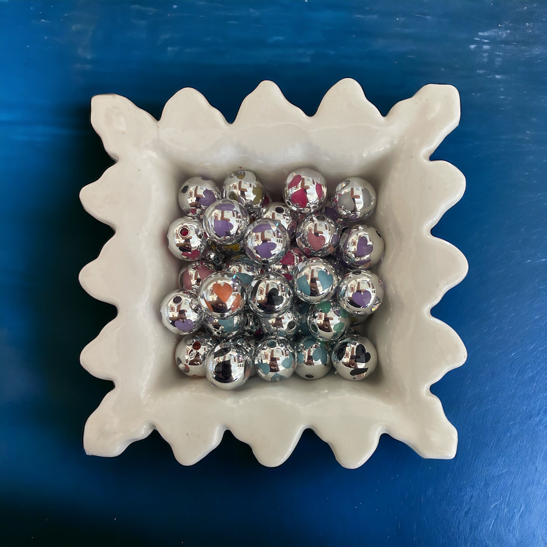 16mm Metalic Hearts Double Layered Beads-C1 Secondary image