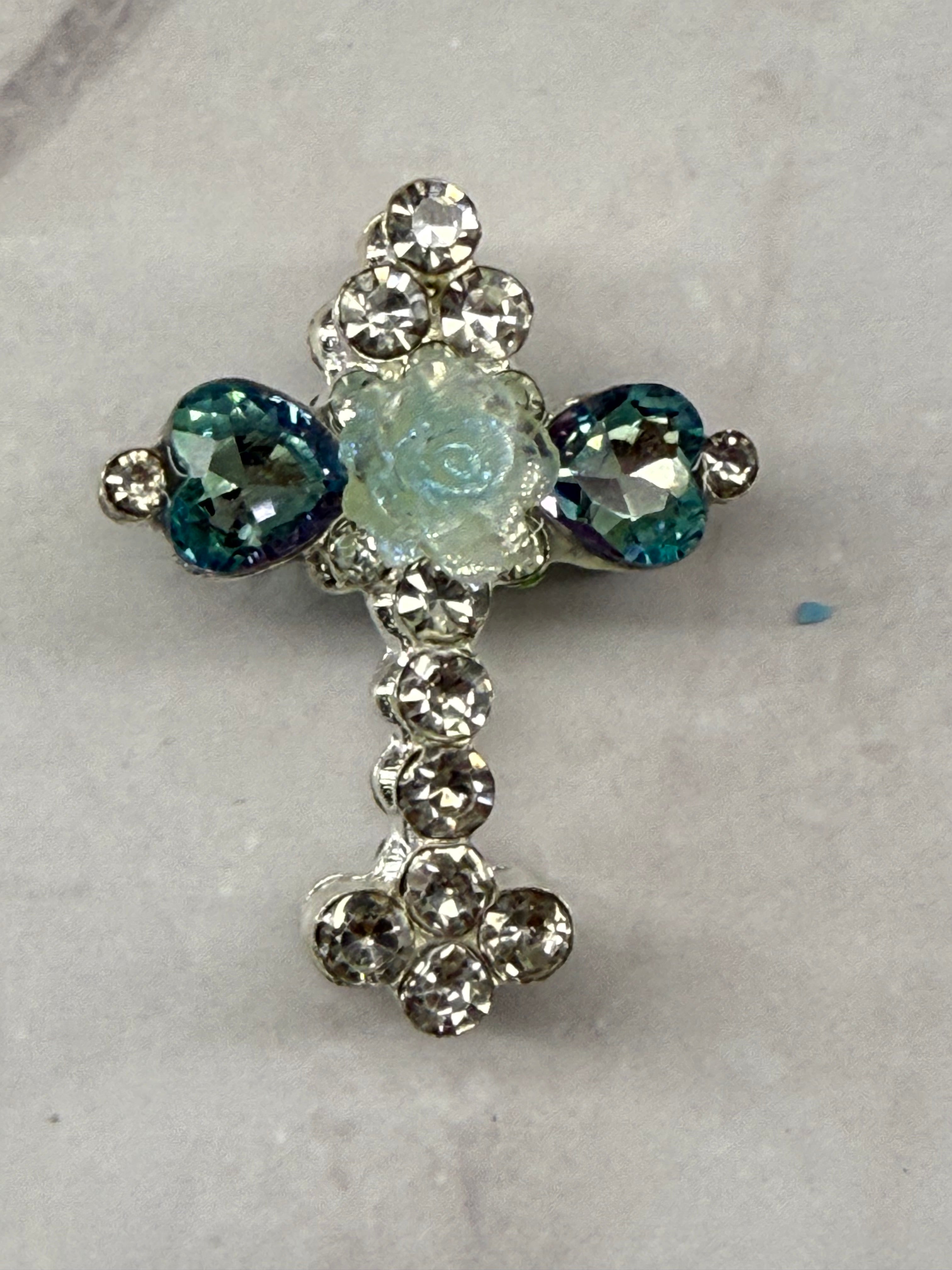 Metal Alloy Cross Rhinestone Beads