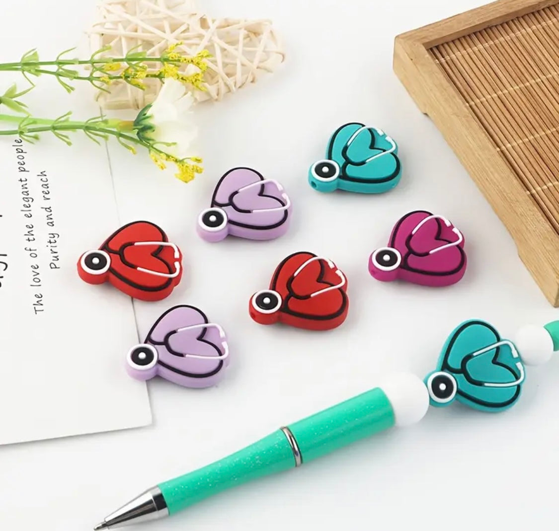 Heart-Shaped Stethoscope Silicone Focal Beads