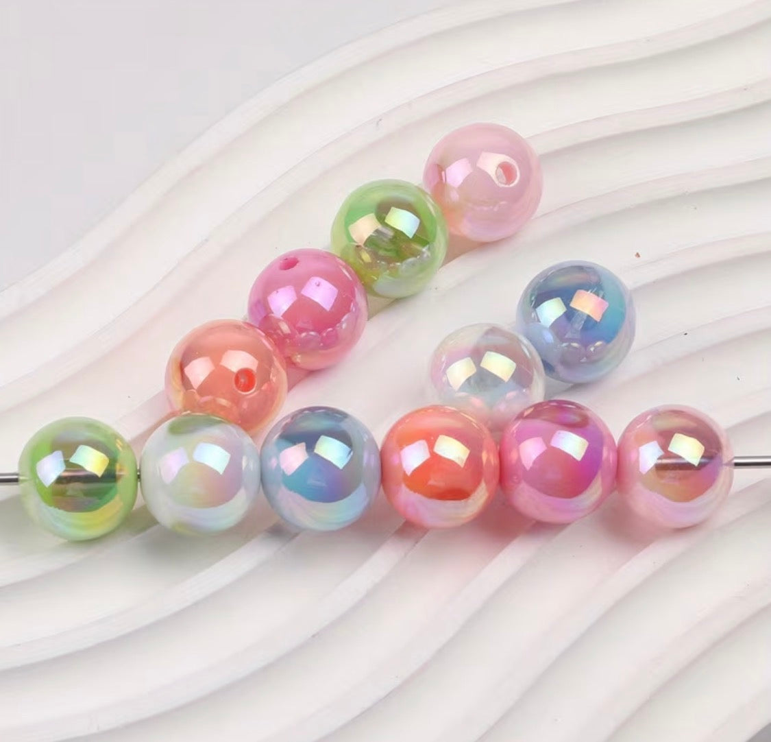 16mm AB Clear Heart On Solid Beads Mix-K23
