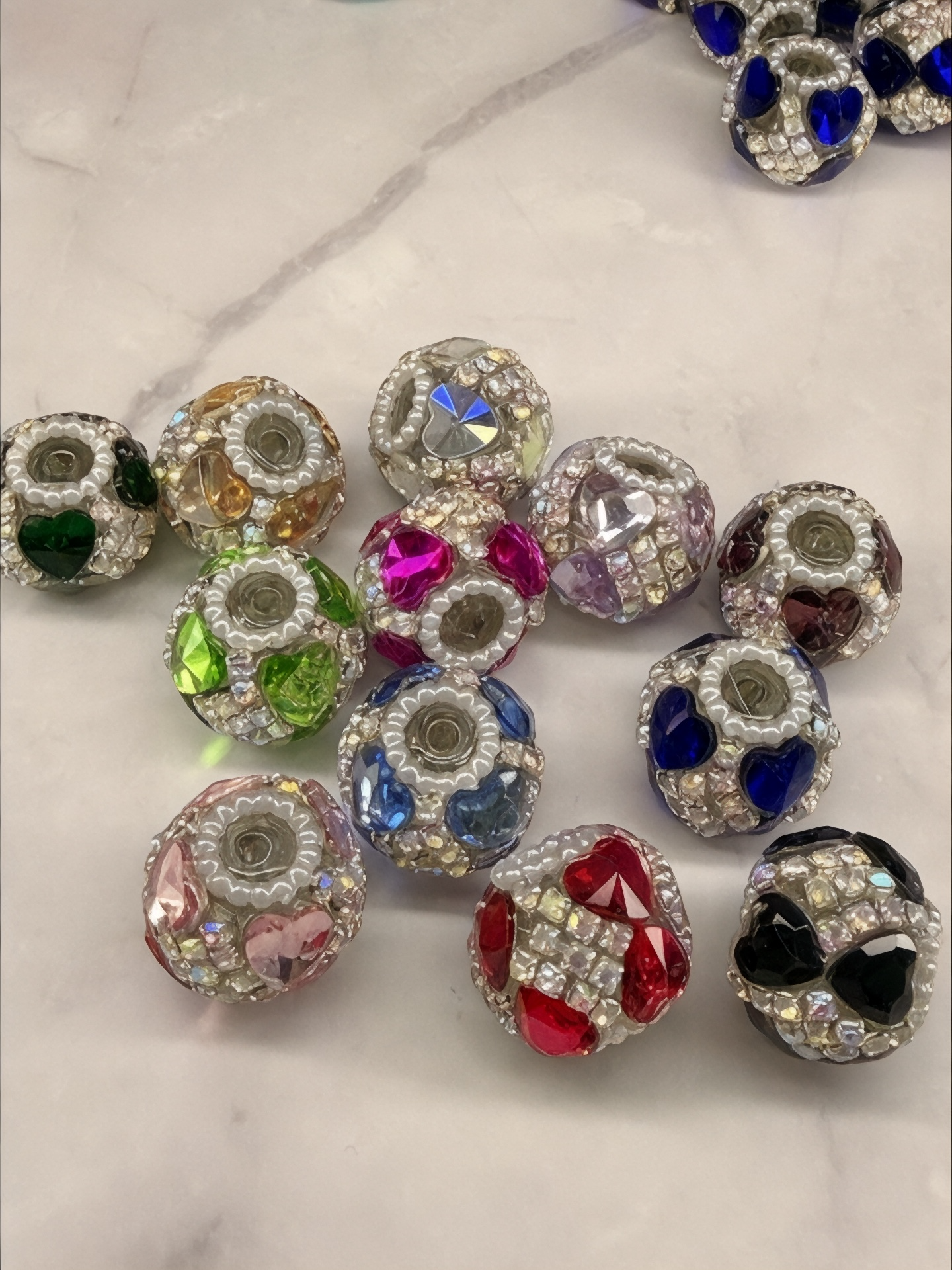 18mm Luxury Rhinestone and Crystal Heart Beads-🎡