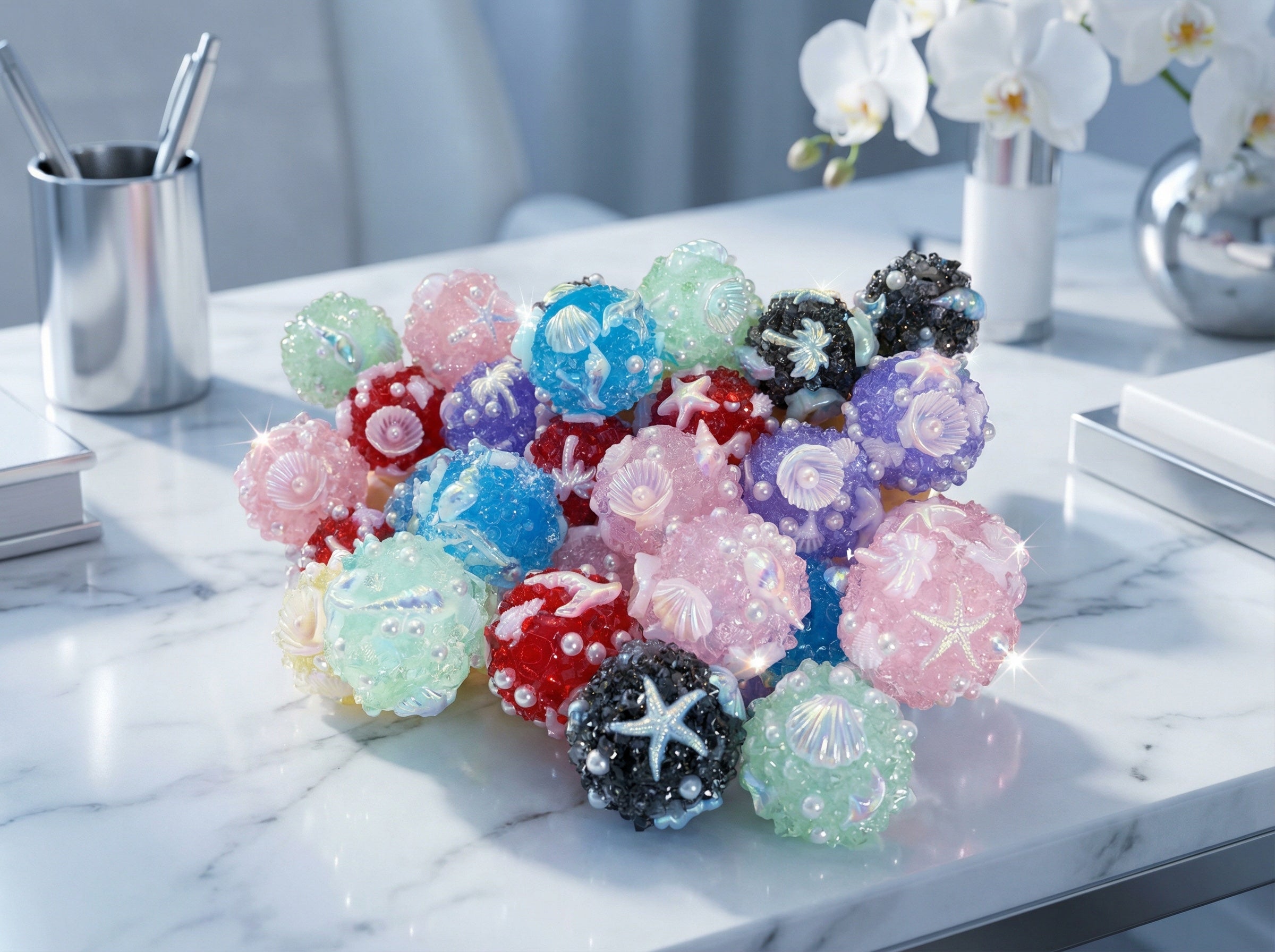 18mm Ocean Sugar Fancy Bead (5pcs)-Z4 Secondary image