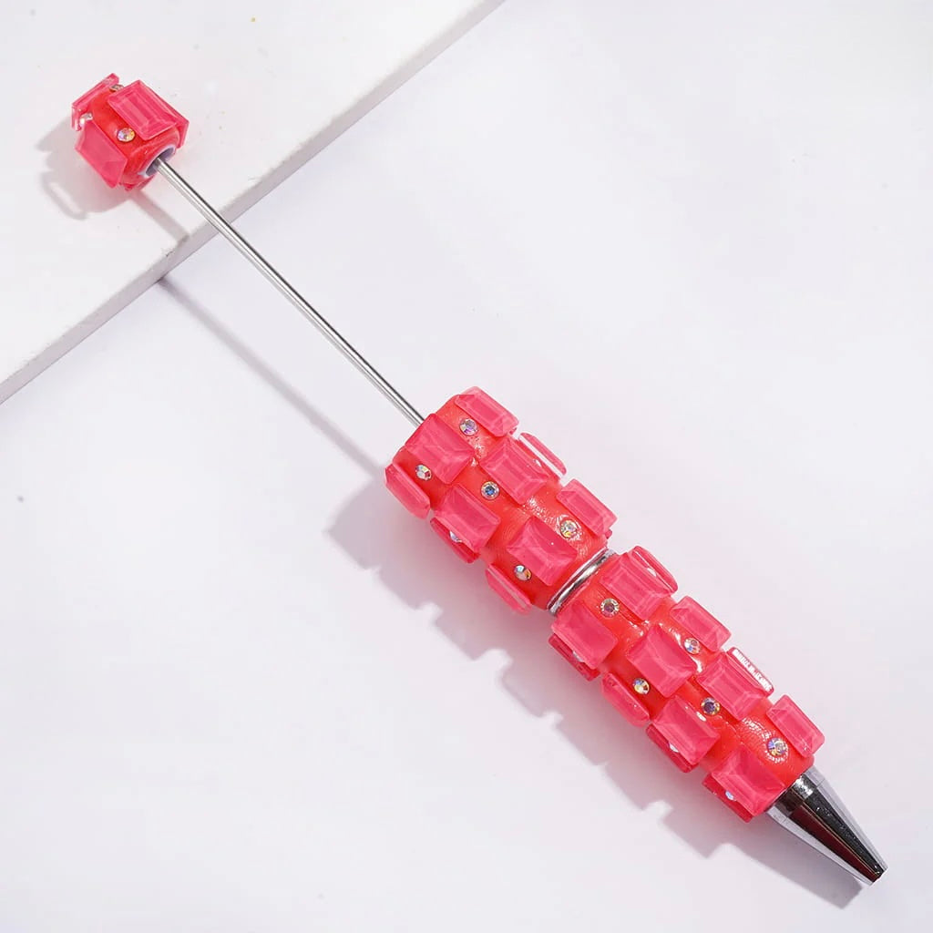 Beadable Clay Pens with Neon Colors Rectangle and AB Rhinestones