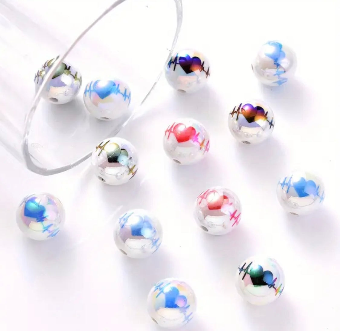 16mm Heartbeat Print AB Beads Mix-L21 Main image