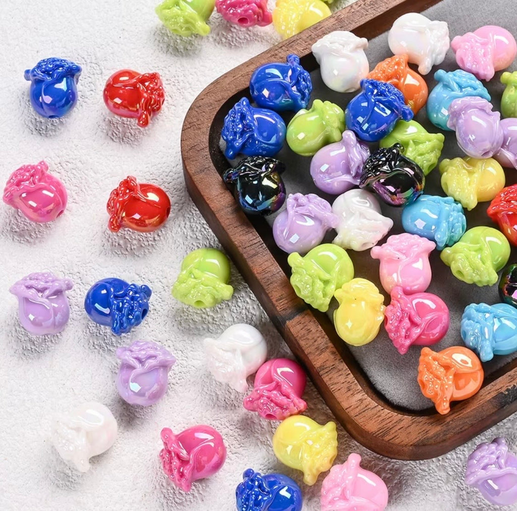 16mm Colorful Rose Flower Bright Colored Bead Mix-L8