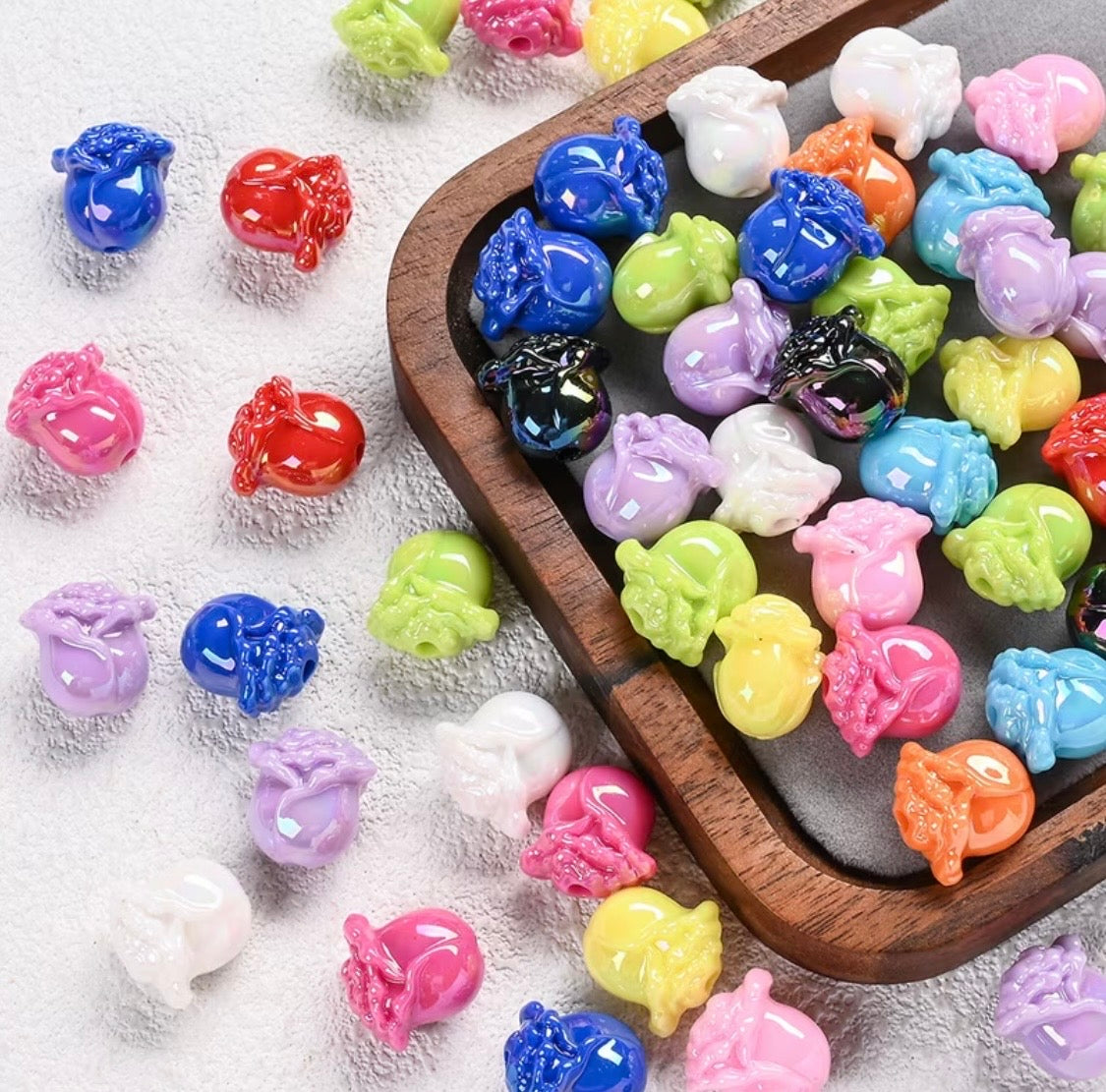 16mm Colorful Rose Flower Bright Colored Bead Mix-L8