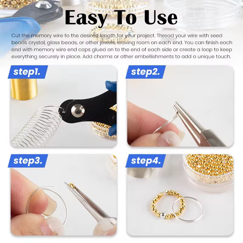 50-Memory Wire Mini Coil- for DIY Multi-Strand Rings, 2 Colors (5 pieces)