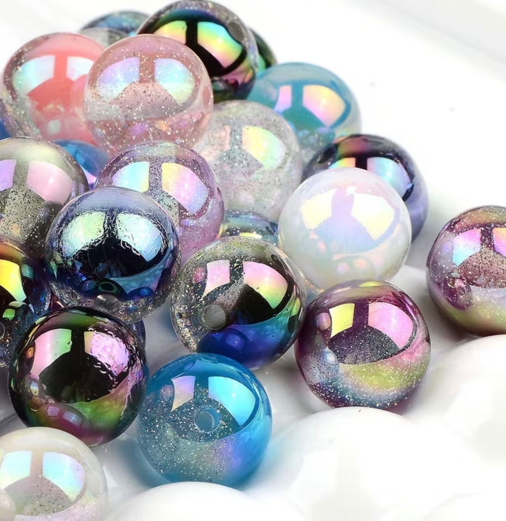 16mm Luxury AB Shimmer and Glitter Beads (Mix and Single colors)