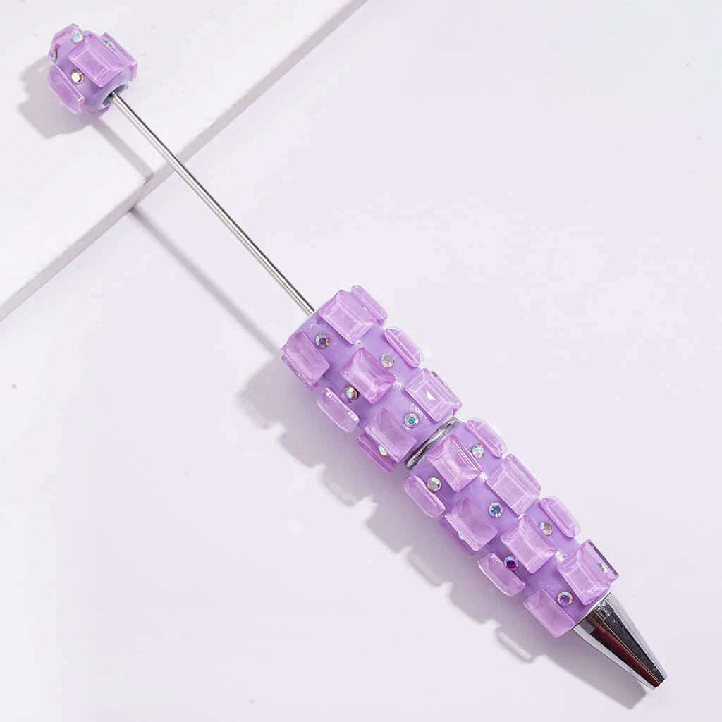 Beadable Clay Pens with Neon Colors Rectangle and AB Rhinestones