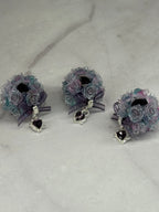 Fancy Rose Beads with Rhinestone Dangle Heart